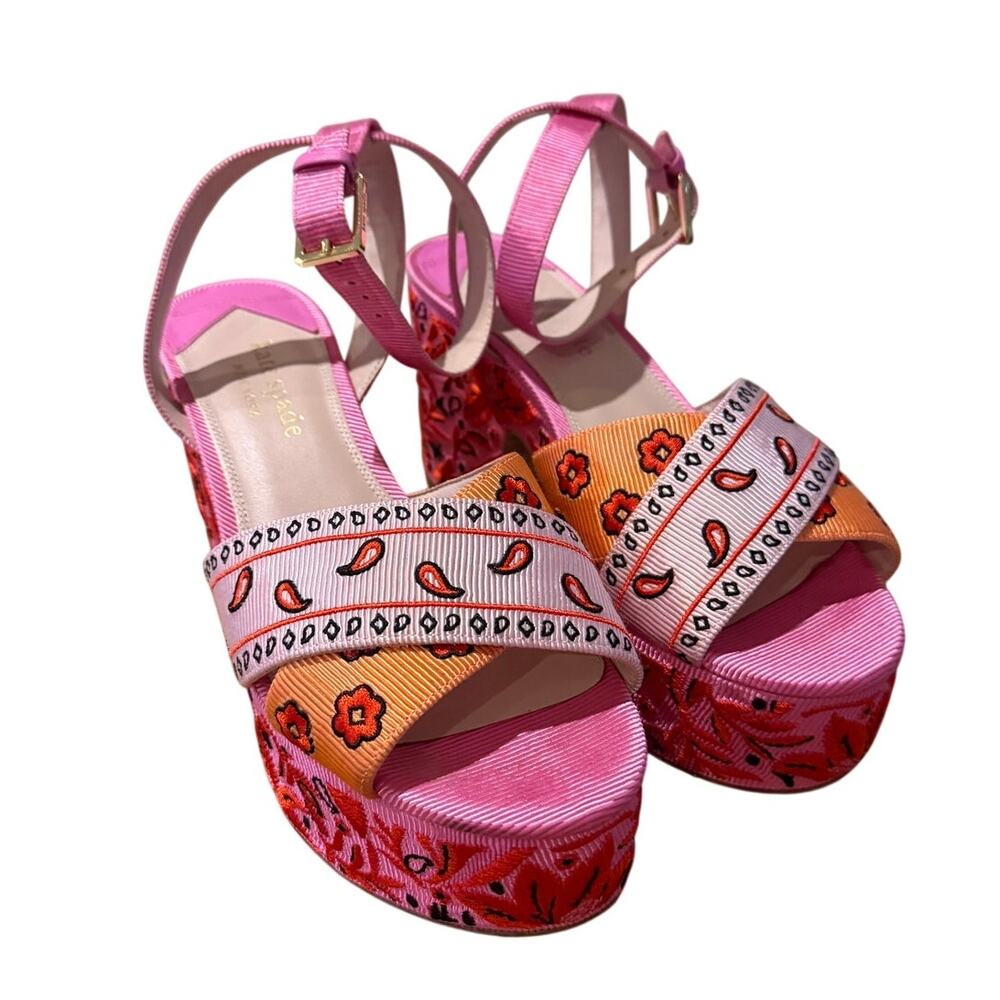Kate Spade New York Rio Bandana Patchwork Platform Sandals Women's Sz. 9 - Picture 5 of 10